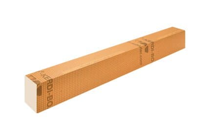 Orange KERDI BOARD shower curb under construction