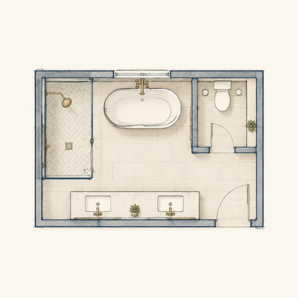 Master Bath, Shower + Freestanding Tub floor plan